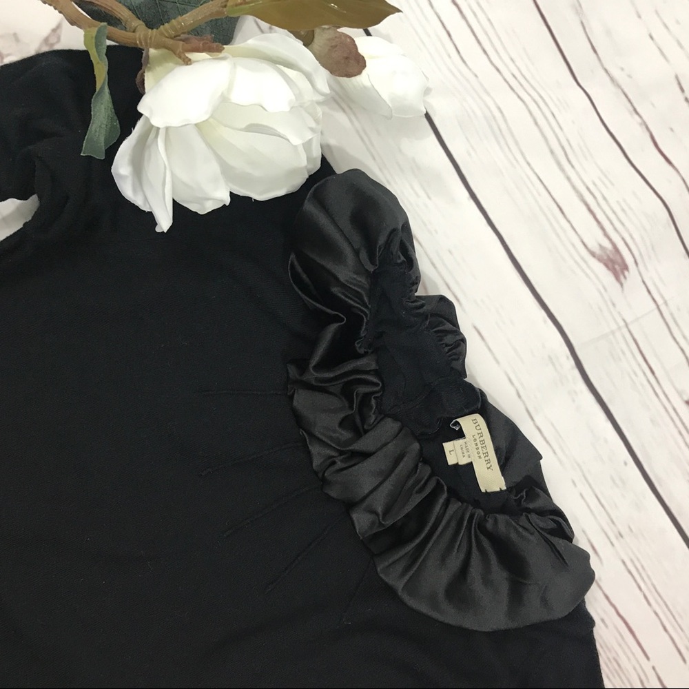 Burberry London Black Cashmere Satin Ruffle Collar Sweater - Picture 4 of 8